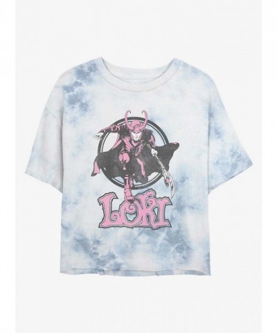 Marvel Loki Pink Tie-Dye Girls Crop Top - Multi