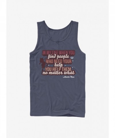 Ahsoka Tano Inspired Cotton Tank Top for Men - Blue
