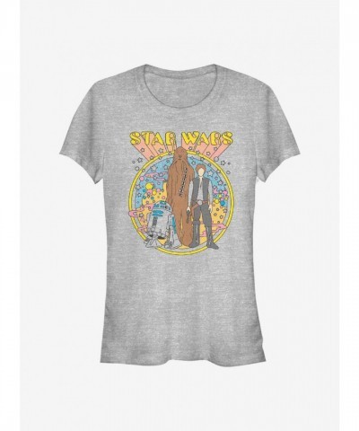 Star Wars Inspired Psychedelic Graphic Tee for Girls - Grey