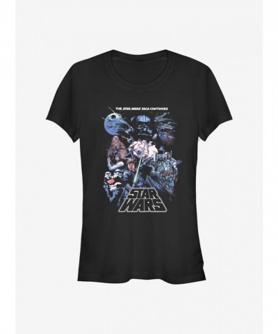 Star Wars The Empire Strikes Back Classic Movie Poster Girls T-Shirt - Black