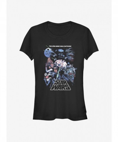 Star Wars The Empire Strikes Back Classic Movie Poster Girls T-Shirt - Black