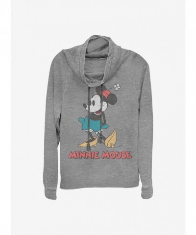 Disney Vintage Minnie Mouse Cowl Neck Top for Girls - Grey