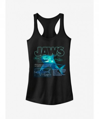 Shark Blueprint Tank Top for Girls - Black