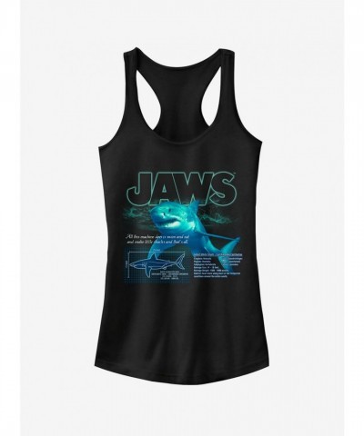 Shark Blueprint Tank Top for Girls - Black
