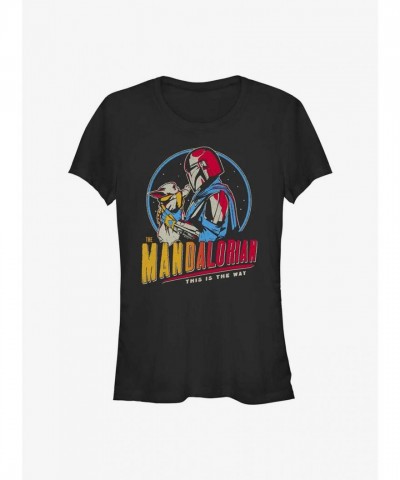 Star Wars Mandalorian Dark Rainbow T-Shirt for Girls - Black