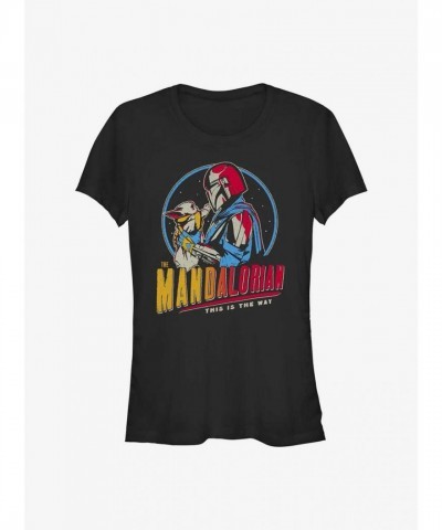 Star Wars Mandalorian Dark Rainbow T-Shirt for Girls - Black