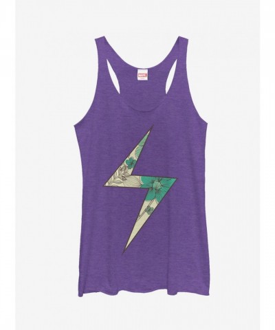Marvel Ms. Marvel Lightning Floral Print Racerback Tank - Purple