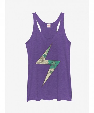 Marvel Ms. Marvel Lightning Floral Print Racerback Tank - Purple