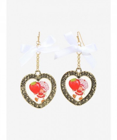 Strawberry Shortcake Transparent Heart Bow Earrings for Women