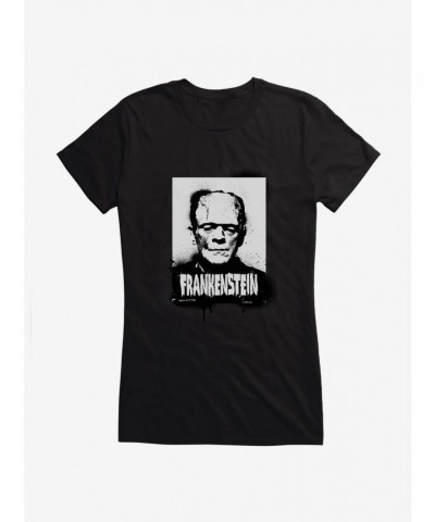 Universal Monsters Frankenstein Spray Paint Portrait Junior T-Shirt