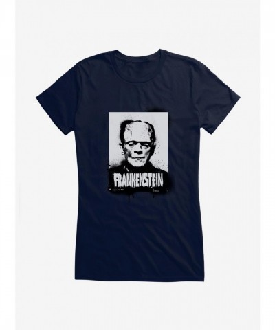 Universal Monsters Frankenstein Spray Paint Portrait Junior T-Shirt