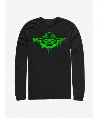 Star Wars Yoda Oozing Effect Men's Long Sleeve Tee - Black