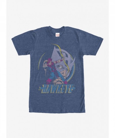 Marvel Hawkeye Classic Ready Aim Fire Heather Navy Blue T-Shirt