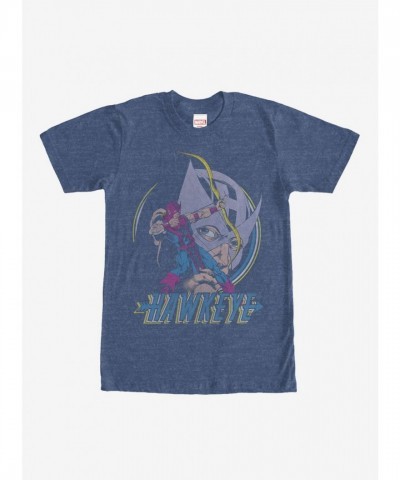 Marvel Hawkeye Classic Ready Aim Fire Heather Navy Blue T-Shirt