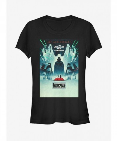 Star Wars The Empire Strikes Back 40th Anniversary Girls T-Shirt - Comfortable Black Cotton
