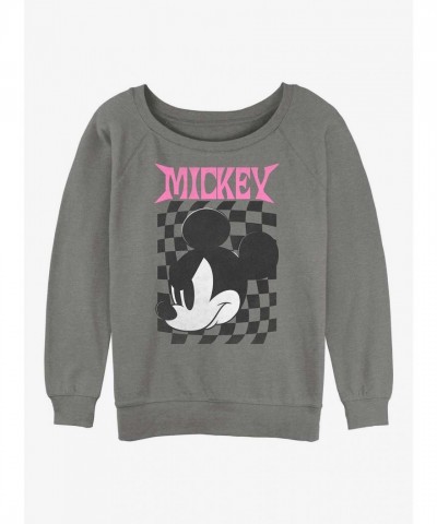 Disney Girls Lightweight Checkers Sweatshirt - Grey