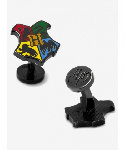 Harry Potter Hogwarts Shield Cufflinks - Plated Metal Emblem for Wizards