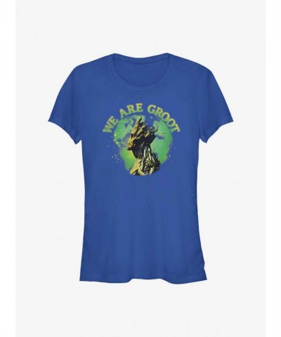 Marvel Earth Day Groot Tee for Girls - Blue Junior Size