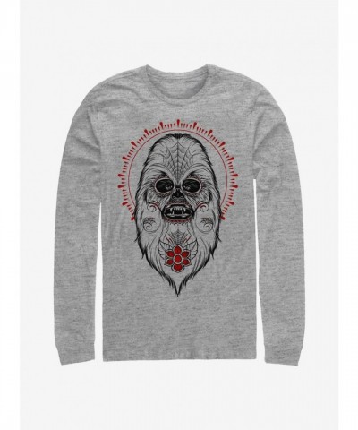 Star Wars Day of the Dead Chewbacca Unisex Long Sleeve Grey T-Shirt