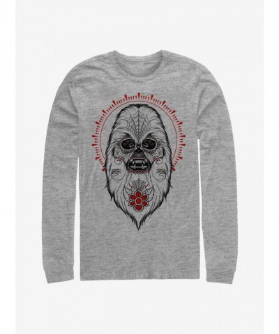 Star Wars Day of the Dead Chewbacca Unisex Long Sleeve Grey T-Shirt
