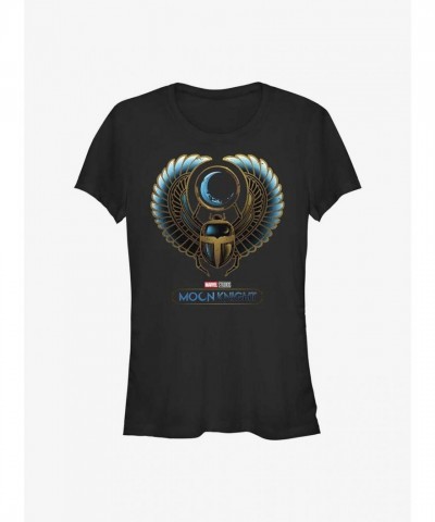 Marvel Moon Knight Scarab Design T-Shirt for Girls - Junior Sizes Black