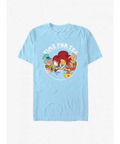 Disney Mad Hatter Tea Time T-Shirt for Men - Comfortable Blue Cotton