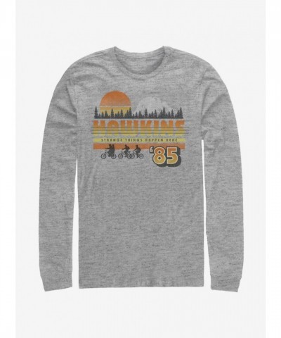 Stranger Things Hawkins Retro Sunset Tee - Grey Men's
