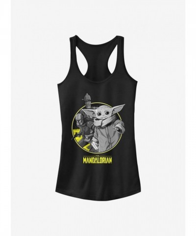 The Mandalorian Black Girls Tank Top - Junior Size