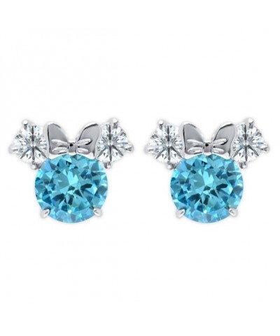 Minnie Mouse Birthstone Earrings for Girls by CRISLU – Sterling Silver with Platinum Finish