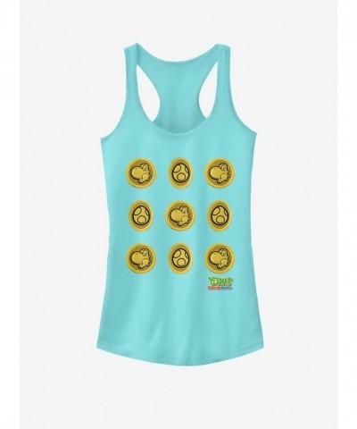 Nintendo Yoshi Coins Girls Cotton Tank Top - Blue