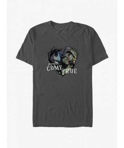 Disney Nightmare Before Christmas Jack and Sally T-Shirt - Grey Men's Lightweight Cotton