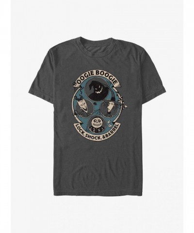 Disney Nightmare Before Christmas Oogie Boogie & Lock, Shock & Barrel Grey T-Shirt for Men