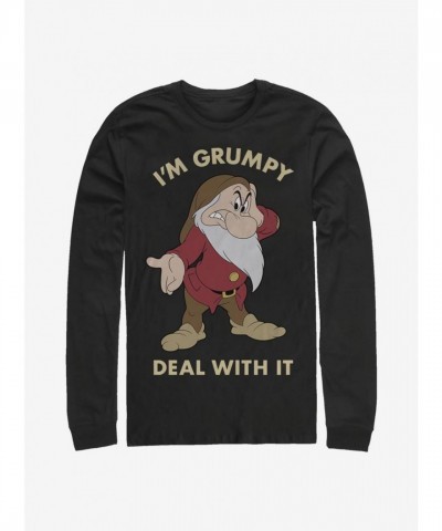 Disney Grumpy T-Shirt for Men - Long Sleeve Comfortable Black Shirt