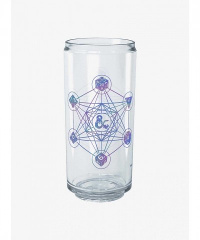 Dungeons & Dragons Clear Logo Can Cup with 6 Geometric Dice