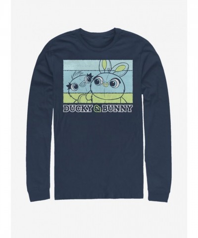 Disney Pixar Toy Story 4 Navy Blue Long-Sleeve T-Shirt with Ducky & Bunny - Men's Size