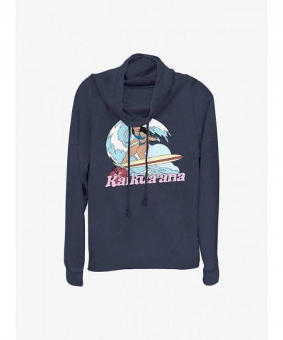 Disney Lilo & Stitch Junior Blue Cowl Neck Top - Lightweight Nani Sweatshirt