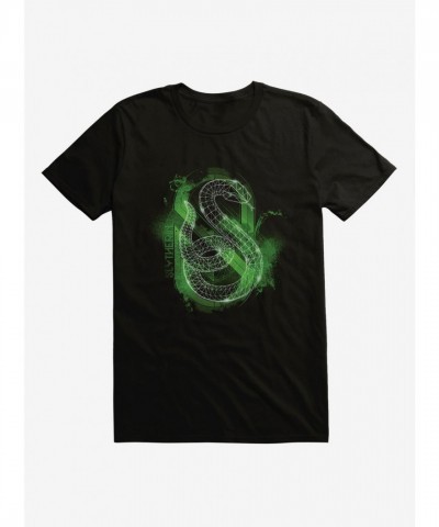 Harry Potter Slytherin Motif Soft Cotton T-Shirt - Men's Black