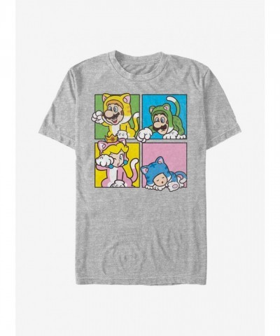 Super Mario Character Boxup Grey T-Shirt for Men
