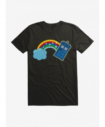 Doctor Who T-Shirt for Men - Rainbow Thirteenth Doctor TARDIS Design - Black