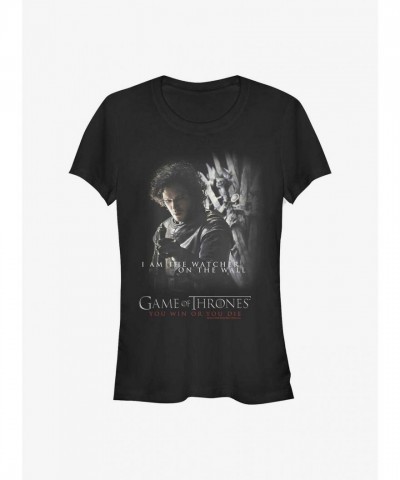 Game Of Thrones Jon Snow Girls Watcher T-Shirt - Junior Black