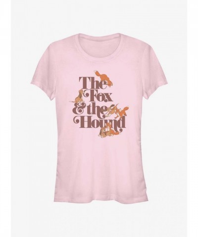 Disney Girls The Fox and the Hound Fun Logo T-Shirt - Pink