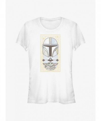 Mandalorian Grogu & Mando Clan Mudhorn Tee for Girls - Lightweight Cotton White