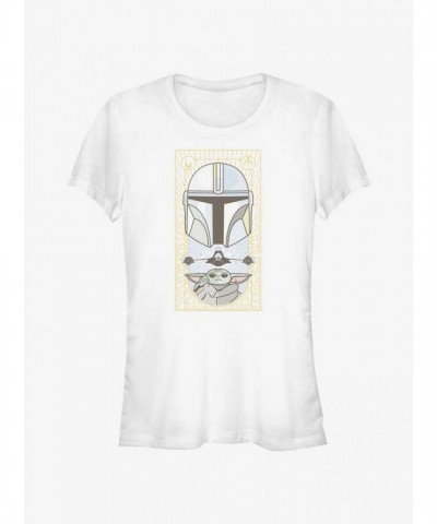 Mandalorian Grogu & Mando Clan Mudhorn Tee for Girls - Lightweight Cotton White