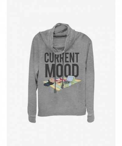 Disney Lilo & Stitch Grey Cowl Neck Top for Girls - Lightweight Sweatshirt