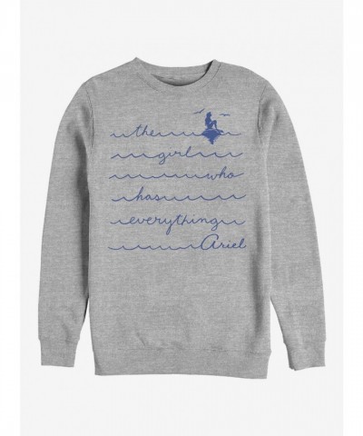 Disney Little Mermaid Crew Neck Sweatshirt - Grey for Men