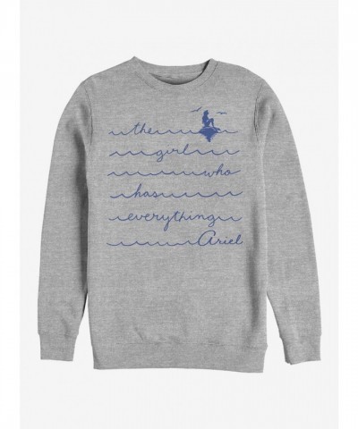 Disney Little Mermaid Crew Neck Sweatshirt - Grey for Men
