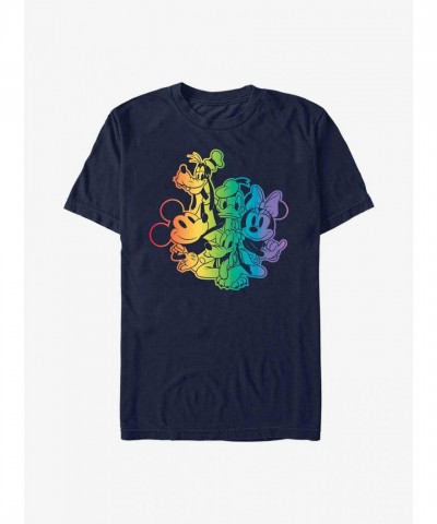 Disney Rainbow Pride T-Shirt for Men - Lightweight Blue Mickey Mouse Design