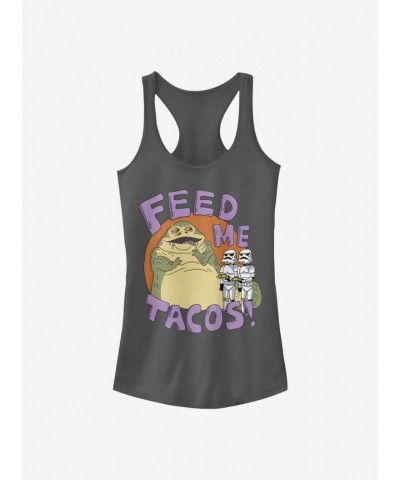 Star Wars Grey Girls Tank Top - Jabba Tacos Design