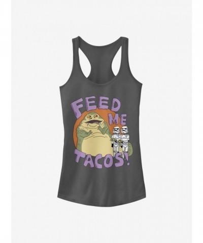 Star Wars Grey Girls Tank Top - Jabba Tacos Design