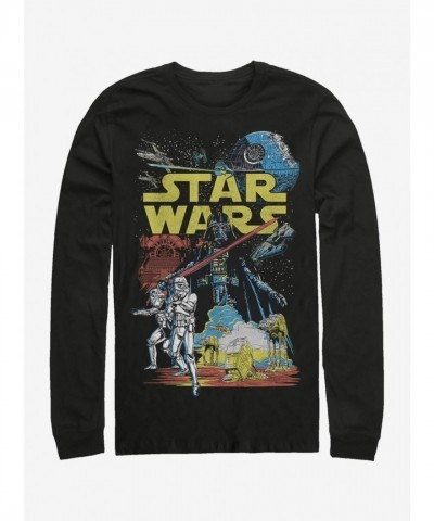 Star Wars Classic Long-Sleeve T-Shirt - Black, Featuring Rebel Iconography